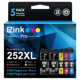E-Z Ink Pro 252XL Remanufactured Ink Cartridges Replacement for Epson 252 T252 XL to use with Workforce WF-7720 WF-3640 WF-7710 WF-3620 WF-7210 WF-7610 WF-7620 (2 Black 1 Cyan 1 Magenta 1 Yellow)