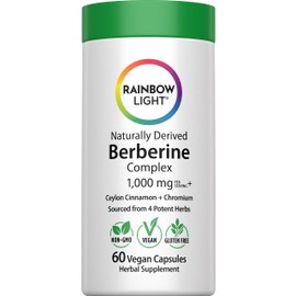 Rainbow Light Berberine Supplement | 1,000 mg | Naturally Derived Complex with Ceylon Cinnamon & Chromium | Sourced from 4 Potent Herbs | 60 Count