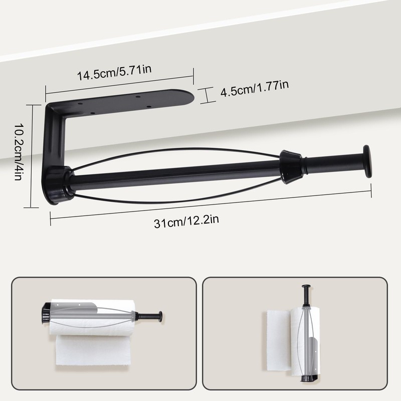 Kitchen Roll Holder, No Drilling, One-Hand Tearable Paper Towel Holder