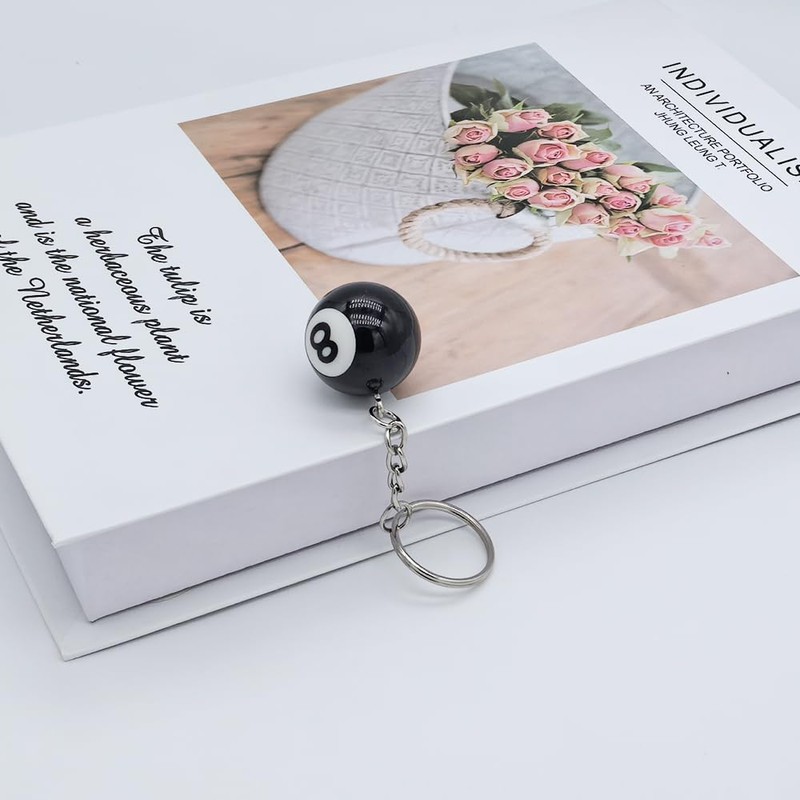 Moydolo Snooker Pool Eight Ball Key Chain Ring Charm Cute