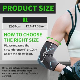 Finehenchi Elbow Support for Men Women, 2 Pcs Breathable Elbow Brace, Anti-slip Elbow Sleeves for Weightlifting, Gym, Running, Cycling (XL)