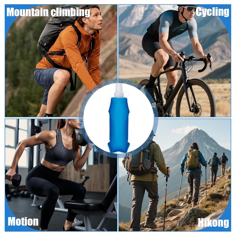 GNHG Pack of 2 Silica Gel Foldable Drinking Bottles, Running