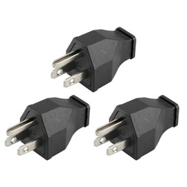 3 Prong Electric Plug Replacement 125V 15A 2Pole 3Wire Grounding Plug Male Extension Cord Straight Blade Plug 3 Pack (Male Plug)