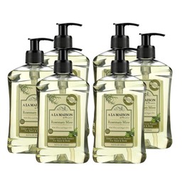 A LA MAISON French Liquid Hand Soap, Rosemary Mint - Natural Hand Wash Made with Essential Oils - Biodegradable, Plant-Based, Vegan, Cruelty-Free, Alcohol & Paraben Free (16.9 oz, 6 Pack)