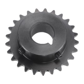 sourcing map Sprocket with 25 Teeth Type B Single Strand 1/4 Inch Pitch 16 mm Bore Black Oxide Carbon Steel Keyway with 2 Adjusting Screws