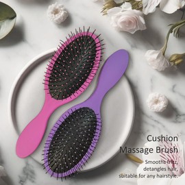 Hair Brush Set – Pink and Purple, Ultra-soft Bristles, Effortlessly Detangles All Hair Types for Men, Women, Wet and Dry Hair, 2-Pack