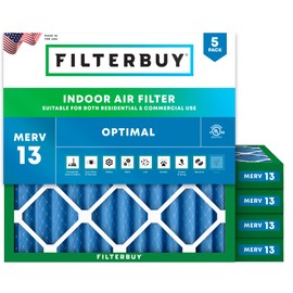 Filterbuy 11.25x11.25x2 Air Filter MERV 13 Optimal Defense (5-Pack), Pleated HVAC AC Furnace Air Filters Replacement (Actual Size: 11.25 x 11.25 x 1.75 Inches)