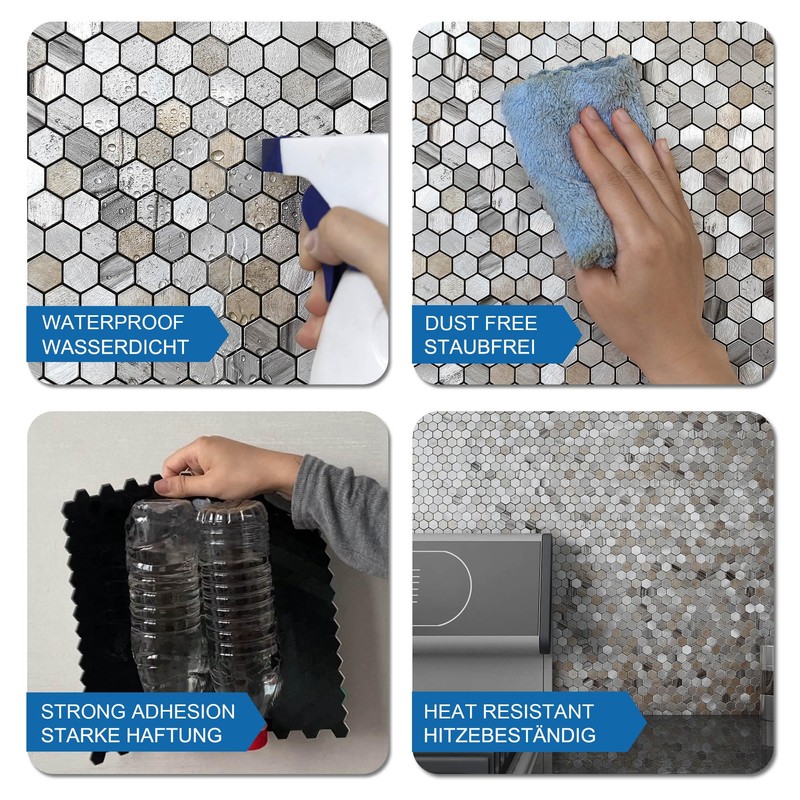 M MOFIT Kitchen Backsplash Tiles Peel and Stick Hexagon Penny