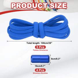 YELARXI No Tie Shoelaces Tieless Elastic Shoe Laces Replacement, 39" with 4 Metal Locks Buckles Fit for Adults Sneakers Canvas Shoes (5Pcs, Navy Blue)