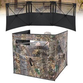 Phoncoo See Through Hunting Blind, 3-Panel Ground Blinds with Carrying Bag, Portable & Silent Pop Up Ground Blinds for Deer Duck Turkey Hunting