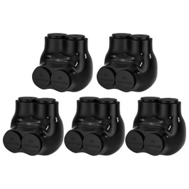 Insulated Connector 2 Port Multi Tap Connector 5PCS 2-14AWG Single Entry Splice Electrical Power Connector Black Interconnect Terminals Pre Filled Wire Connectors