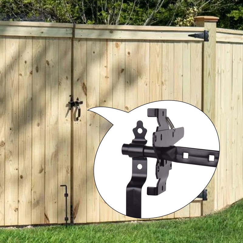 Gate Latch for Wooden Fence, Heavy Duty Self Locking Gate