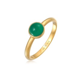 Elli Elli Premium Ring Women's Solitaire Basic Green with Agate Gemstone in Rhodium-Plated 925 Sterling Silver, Sterling Silver stone Sterling silver, None