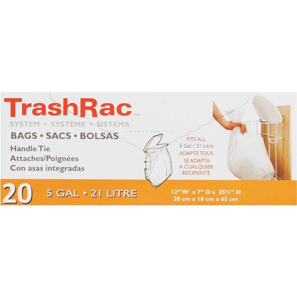 Trashrac 5 gal. Trash Bags Handle Tie 20 pk