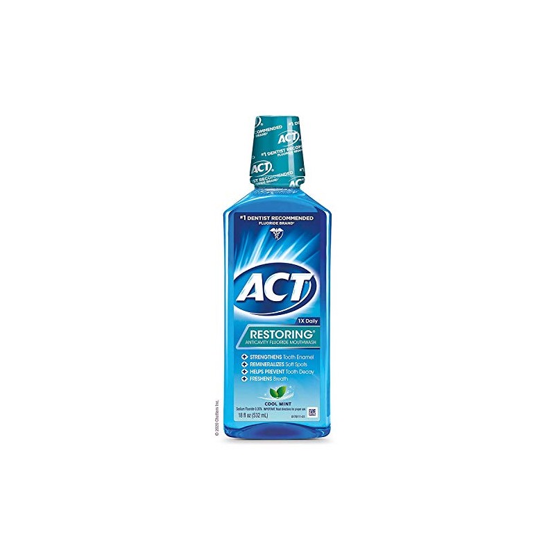 Act Anti-Cavity Fluoride Rinse ICY Cool Mint, 18 Ounce (Value