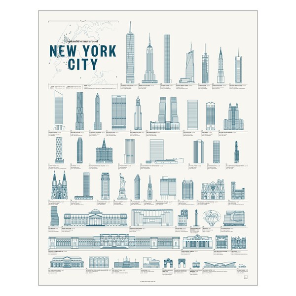 Pop Chart | New York City Buildings Poster | 16"