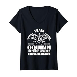Womens Team OQUINN - Lifetime Member Gifts V-Neck T-Shirt