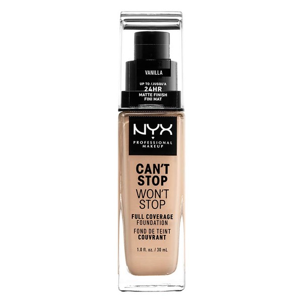 NYX PROFESSIONAL MAKEUP Can't Stop Won't Stop Full Coverage Foundation - Vanilla, With Yellow Undertone
