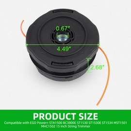 Niaimei EGO Power+ AH1530 AH1531 Trimmer Head Replacement Rapid Reload Plus (Anti-Clockwise) for EGO 15-Inch String Trimmer Models BC3800E ST1530 ST1530E ST1534 MST1501 MHC1502