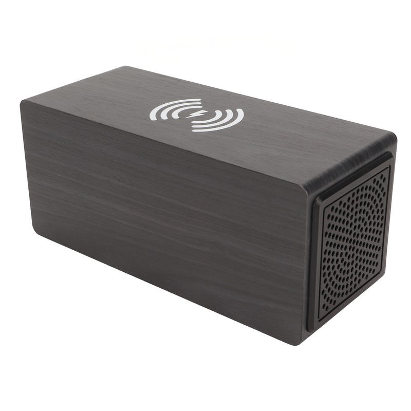 Bluetooth Speaker Digital Wooden Alarm Clock Wireless Charging 15W Dual
