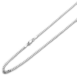 3mm Nickel Free Italian Sterling Silver Chain Necklaces Curb 080 Gauge Chain (Available Length 18"~30") - 18"