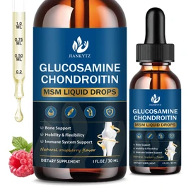 JIANKYTZ (2 Pack) Glucosamine Chondroitin MSM Liquid Drops, High Absorption, Antioxidant, Immune, Bone Support, MSM Supplement for Men & Women, Vegan, Sugar-Free, Raspberry Flavor, 1 Fl Oz