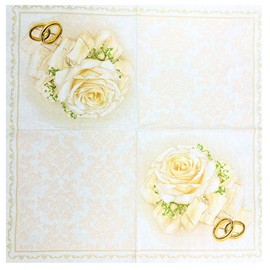 Keep Unique 20-ct 6.5'x6.5' Flowers Wedding Decorative Aniversary Decoupage Napkins, 3-Ply Servilletas Printed Rose Napkin for Art, Dinner and Party, Disposable Napkins Decor (White Rose, Pack of 4)