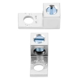 QWORK Aluminum Alloy Mechanical Lugs, 25Pcs Tin-Plated Cable Connectors with 5/16-24 Screw Size for 14 AWG - 2/0 AWG Conductors