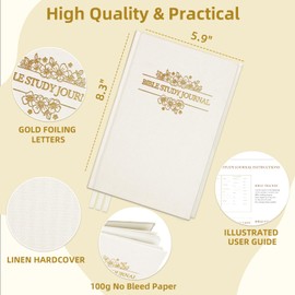 XKDOUS Bible Study Journal Church Notes Journal, Bible Study Supplies Bible Notebooks for Note Taking Reflection Prayer, 8.6’’ Guided Bible Study Notebook for Women, Linen Beige