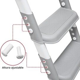 Baño Entrenador con Escalera Infantil Plegable Asiento Acolchado Antideslizante Antisalpicaduras y Ajustable para Sanitario (Gris)