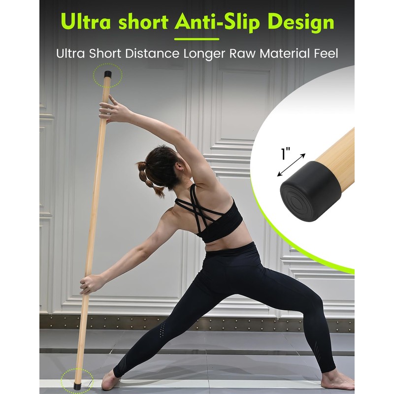 P Polerden Yoga Stick, 58 inches Stretching Stick for Mobility,