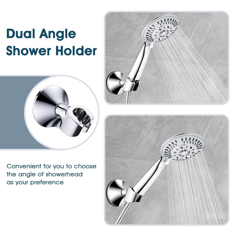 BRIGHT SHOWERS Strong Adhesive Shower Head Holder with Dual Angle