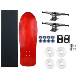 Moose Old School 80's Skateboard Complete 30" Red with Hollow 7.0 Silver Trucks, 58mm Blue Wheels