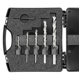 ENT 26515 5-Piece HSS-G Drill Countersink Set 4 5 6 8 10 mm Ground HSS Wood Twist Drill Bit in Plastic Case