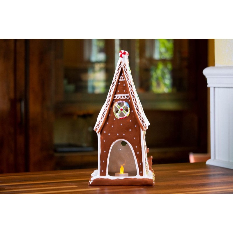 Blue Sky Ceramics Gingerbread Large Candle House, Multi (18396)
