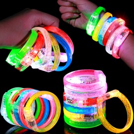 Mikulala 12PCS LED Bracelets Glow In The Dark Light Up Bracelets Toys Party Bag Filling For Christmas Birthday Kids Adult Party Supplies