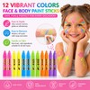 12 Pack UV Neon Face & Body Paint Sticks, Vibrant