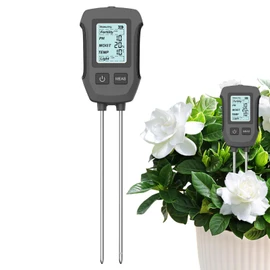 Soil Meter for Gardening, Multifunctional Soil Test Meter, 5-in-1 Earth Moisture Fertility Detector, Dirt Temperature Testing Device for Orchard Farm