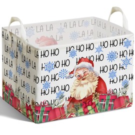 Merry Christmas HOLA Storage Basket, Snowman Waterproof Storage Box, Toy and Clothes Storage Box for Boys and Girls, Santa Christmas Gifts for Nursery, Christmas Winter Party Decoration Storage Cube