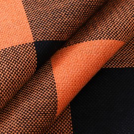 Sungeek Set of 2 Buffalo Plaid Tartan Cushion Covers, Decorative Cushion Covers, Checked Cushion Cover, Decorative Cushion Cover for Sofa, Bedroom, Living Room, 50 x 50 cm (Black + Orange)