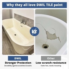 DWIL Tub Paint, Tub and Tile Refinishing Kit with Tools, White Bathtub Paint Water Based &Low Odor, Easy to Use for Sink Bathroom Shower, Vanilla White, 25-30sq.ft