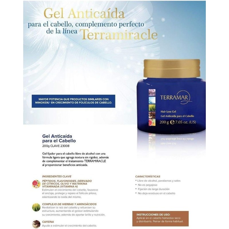 Set Anti Caída Tratamiento, Shampoo Y Gel Terramar + Regalo!
