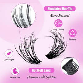ALUDALASY DIY Fluffy Lash Extension Kit 240PCS Wispy Waterproof Lash Clusters Kit 30D 40D 9-16mm D Curl Lash Bond and Seal Waterproof and Tweezer Individual Eyelash Extension Kit at Home(30D)