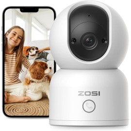ZOSI C518 2K Pan/Tilt Smart Security Camera Indoor,360 Degree Baby and Pet Monitor,2.4G/5G Dual-Band WiFi Home Cam with Phone App,Cloud & SD Card Storage,Night Vision,2 Way Audio,Person Detection