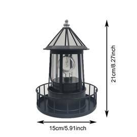 LIFTATAPA LED Solar Powered Lighthouse, 360 Degree Rotating Lighthouse Lamp, IP66 Waterproof LED Solar Lights Towers Statue for Outdoor Garden Pathway Patio(Black)