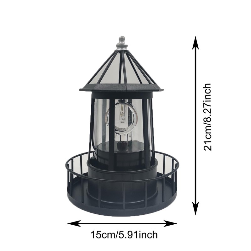 LIFTATAPA LED Solar Powered Lighthouse, 360 Degree Rotating Lighthouse Lamp,