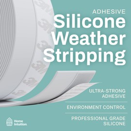 33 Feet Self Stick Silicone Door Seal Strip for Windows, Doors, Glass Shower Door, Sliding Door Weatherstrip Draft Stopper Weather Stripping Tape Roll Exterior Door Frame Sealers