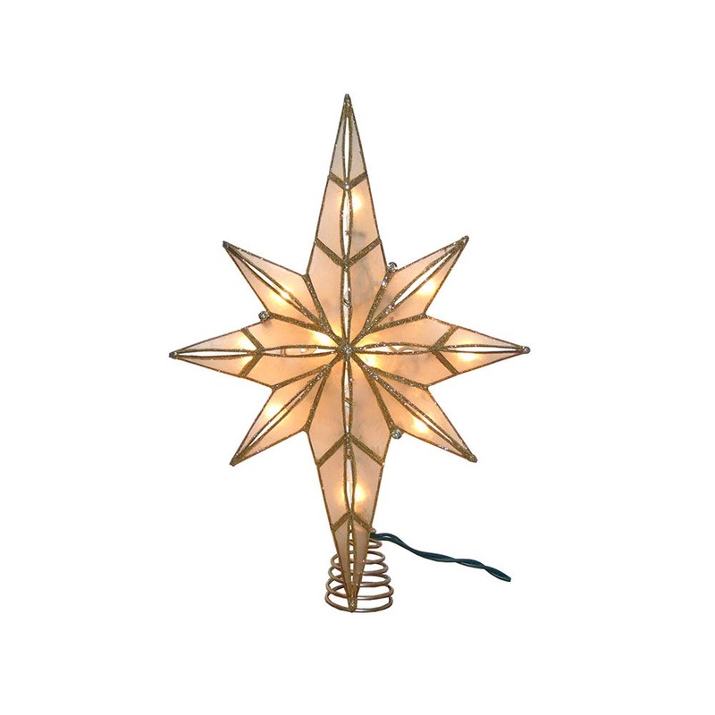 Kurt Adler 10-Light 11.4-Inch Capiz Bethlehem Star Treetop