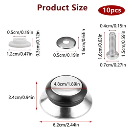 Rairsky Pack of 10 Pot Lid Handles, Lid Handle for Glass Lids, Pot Lid Handle, Stainless Steel, Anti-scald Pot Lid Handle, Heat Resistant Handle for Pans with Flat Base and Cookware