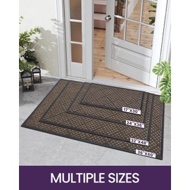 DEXI Front Door Mat Outside Entrance, Outdoor Mats Welcome Doormat, Non Slip Low Profile Rubber Heavy Duty Entry Rugs for Entryway, 24"x36", Brown